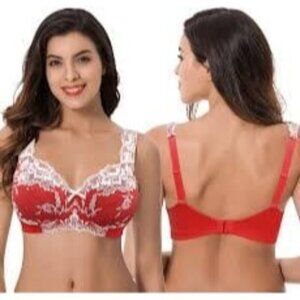 Curve Muse Minimizer Unlined Wireless Lace Full Coverage Bra 48DD